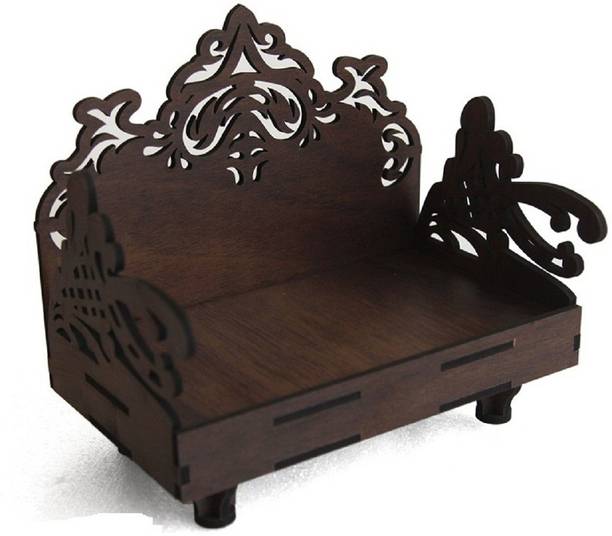 HIOLTY Wooden Small Singhasan | Brown color Singhasan | Singhasan For God Engineered Wood Home Temple
