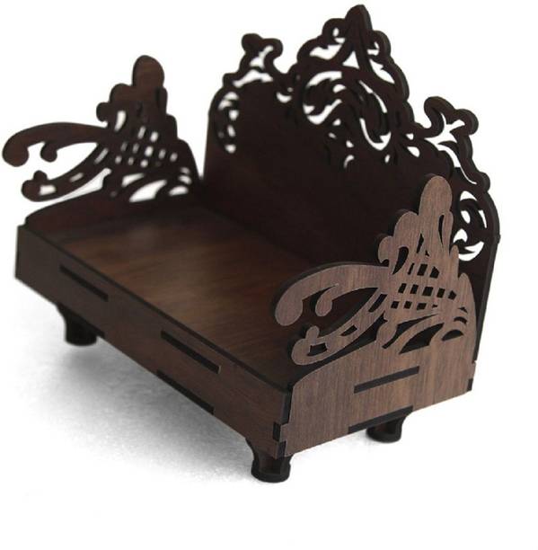dharti Black Singhasan|Wooden Hindola Sofa for God|Wooden Jhula In Temple|Carousel| Engineered Wood Home Temple