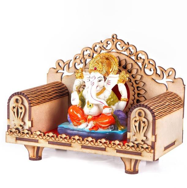 dharti Wooden Singhasan Sofa|Wooden Swing|Wooden Jhoola|Simhasana| Engineered Wood Home Temple