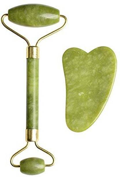 FOK FO-786 Jade Roller & Gua Sha Face Skincare Tool For Facial Massage Helps Reducing Drainage Puffiness Wrinkles Massager