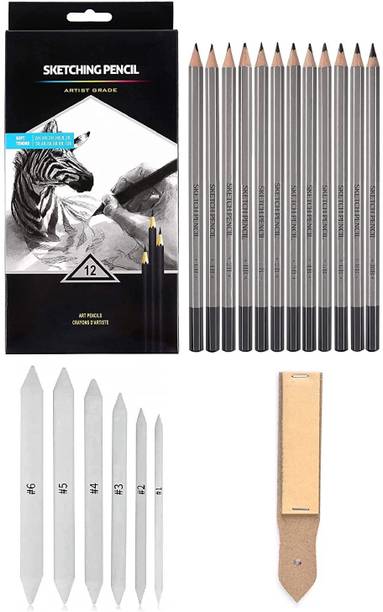 levin art sketching pencils set 12 artist grade degree 10b 8b 6b 5b 4b 3b 2b b hb 2h 4h 6h 6 stumps sand paper strip