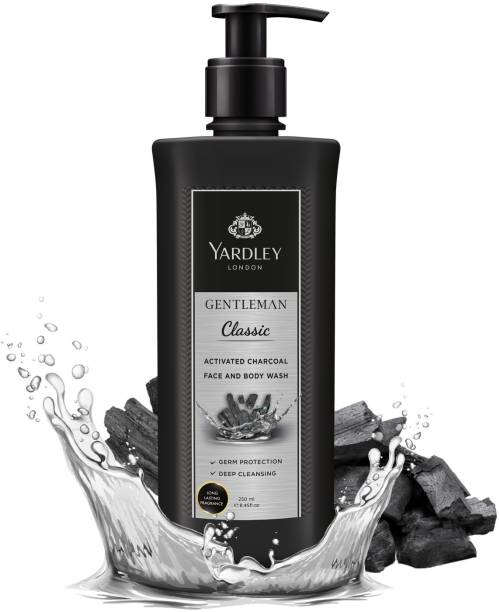 Yardley London Gentleman Classic, Face and Body wash for Men, With Activated Charcoal, Germ Protection & Deep Cleansing, Shower Gel