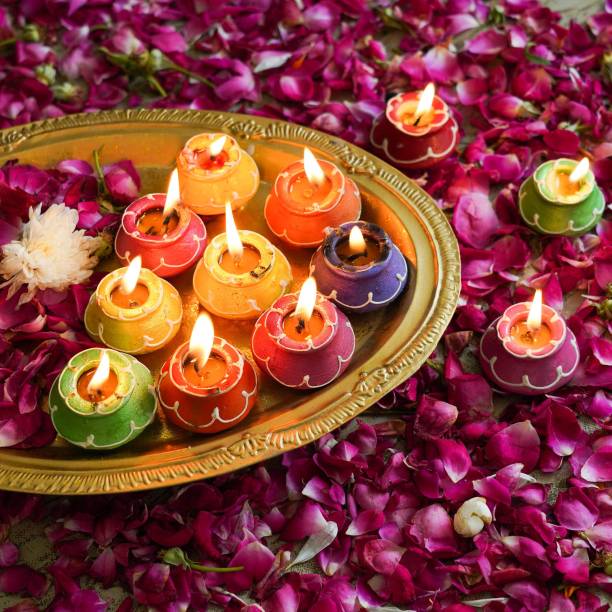 TIED RIBBONS Diwali Matki Wax Candle Clay Diya Lights for Home Decorations Pooja Room Diwali Terracotta (Pack of 10) Table Diya Set