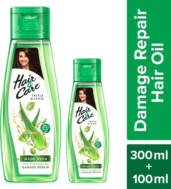 HAIR & CARE Triple Blend Damage Repair Non-Sticky Hair Oil with Aloe Vera, For Dry, Rough, & Frizzy Hair, Hair Oil