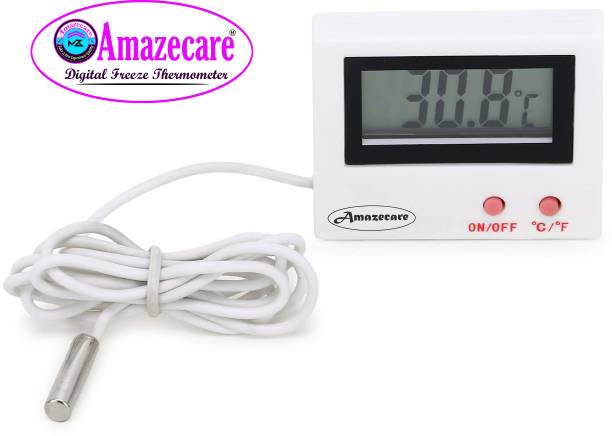 AMAZECARE Mini LCD digital thermometer sensor wired for Room temperaure/fridges, Indoor Outdoor Portable Pocket LCD Electronic Temperature Meter (White) Pop-up Kitchen Thermometer