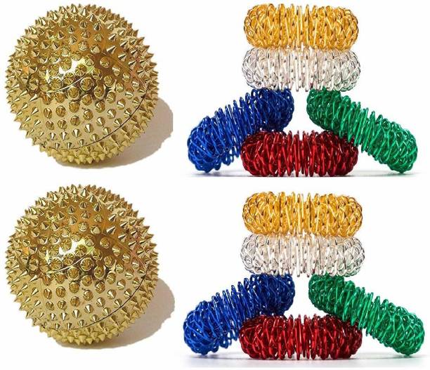 KANGZHU Ring Finger Massager Acupressure Magnetic Ball Set 2 Pcs and Sujok Ring Finger Massager Kit 10 Pcs Massager