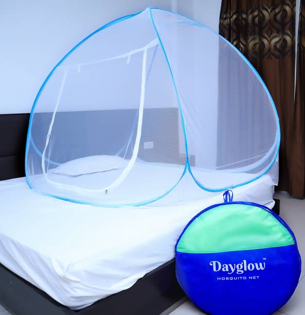DAYGLOW Polyester Adults Washable Mosquito Net for Single Bed Polyester, Foldable, High Durability, Lightweight with Free Saviours Size: 6 x 6.5 Mosquito Net
