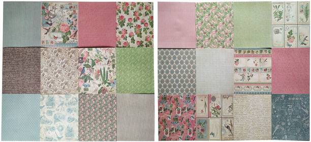 Blooming Box Garden Theme Pattern Paper 6inch x 6inch 160 gsm Craft paper