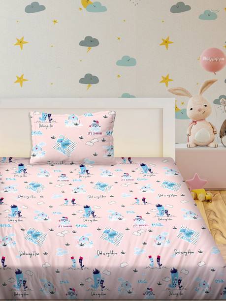 BELLA CASA 180 TC Cotton Single Cartoon Flat Bedsheet
