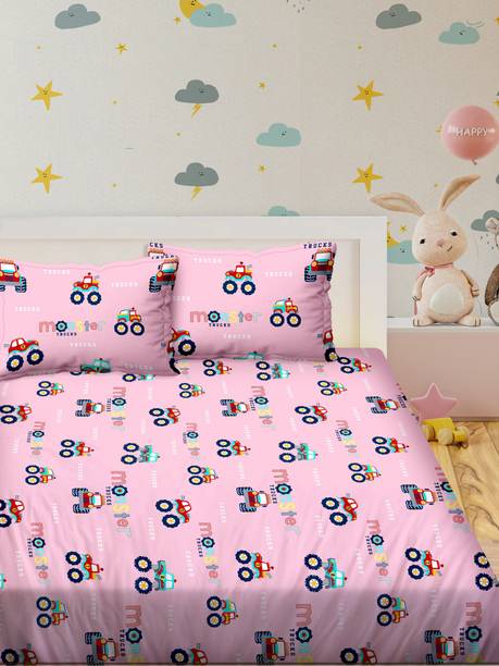 BELLA CASA 180 TC Cotton Double Cartoon Flat Bedsheet
