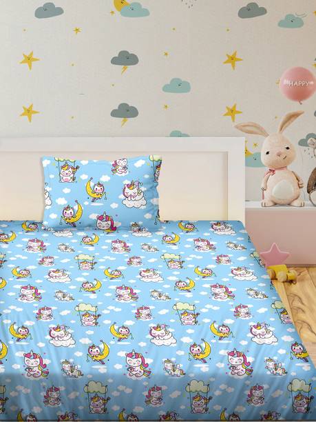 BELLA CASA 180 TC Cotton Single Cartoon Flat Bedsheet