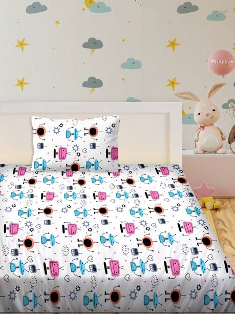 BELLA CASA 180 TC Cotton Single Cartoon Flat Bedsheet