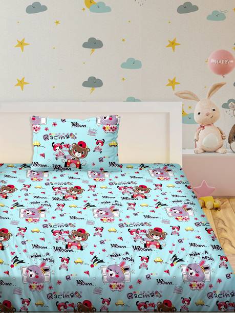 BELLA CASA 180 TC Cotton Single Cartoon Flat Bedsheet