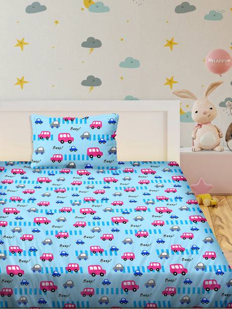 BELLA CASA 180 TC Cotton Single Cartoon Flat Bedsheet