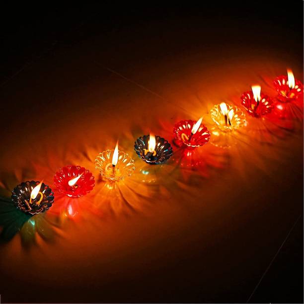 DNkitch 3D Shadow Reflection Floating Diwali Diya Combo Candle