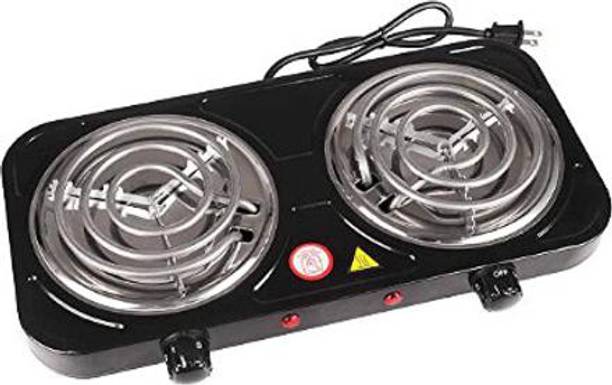 electromate Double Heavy Duty Powder Coated 1000 Watt + 1000 Watts Electric Coil Cooking Stove | Electric Cooking Heater | Induction Cooktop | G Coil Hot Plate Stove | Works With All Cookwares Electric Cooking Heater (2 Burner) Electric Cooking Heater
