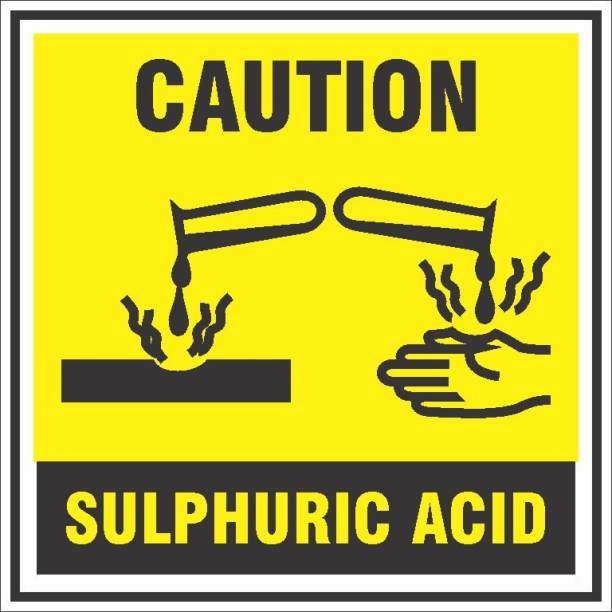 NS INVENTIVENESS - Sulphuric Acid Sign PVC Sticker - (Square, 8 inch X 8 inch) Emergency Sign