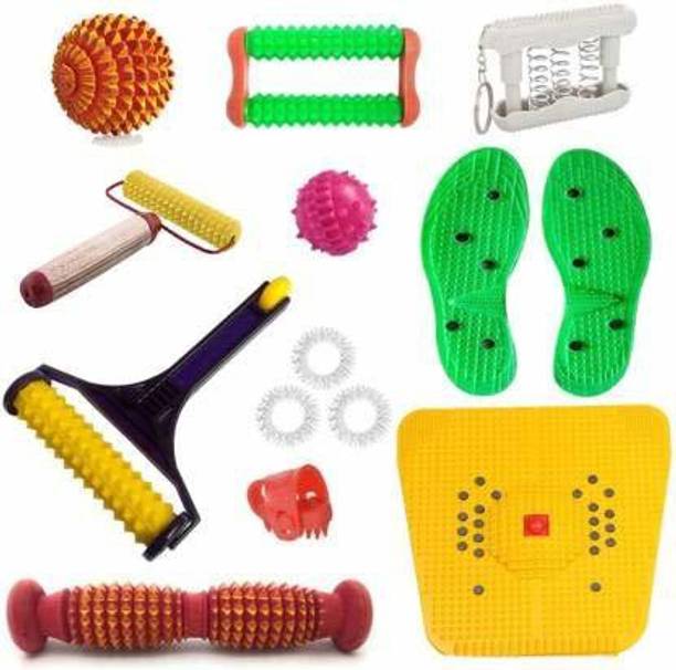Acs 1017 Acupro Health Care System_Acs Mat Foot Roller Hand Roler Both Wooden & Plastic Shue Sole Ball Wooden Sujok Ring pocket Exerciser Combo Massager