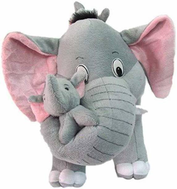 Patly Elephant with Baby Cuddles Soft Toy (26 cm, Grey)  - 26 cm