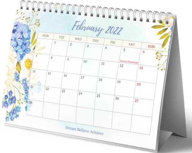 Lauret Blanc Table Calendar 2022 Planner and Organizer- A5 Size Standing Desk Calendar for Home and Office, Monthly Grid View 2022 Table Calendar
