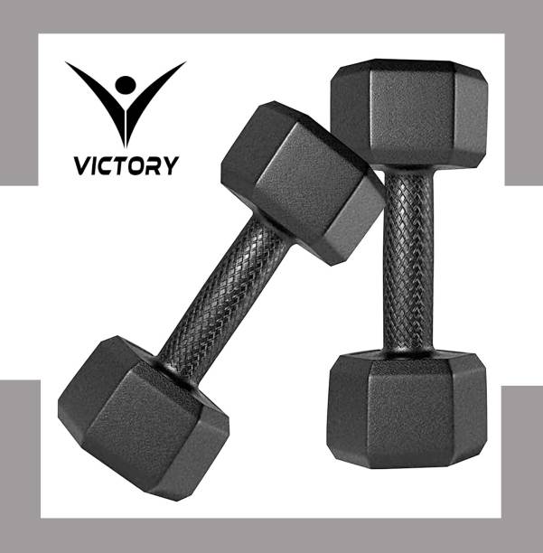 VICTORY HEXA - 5 Kg Pair PVC Dumbbell ( 5 Kg x 2 ) for Home Gym & Fitness Fixed Weight Dumbbell