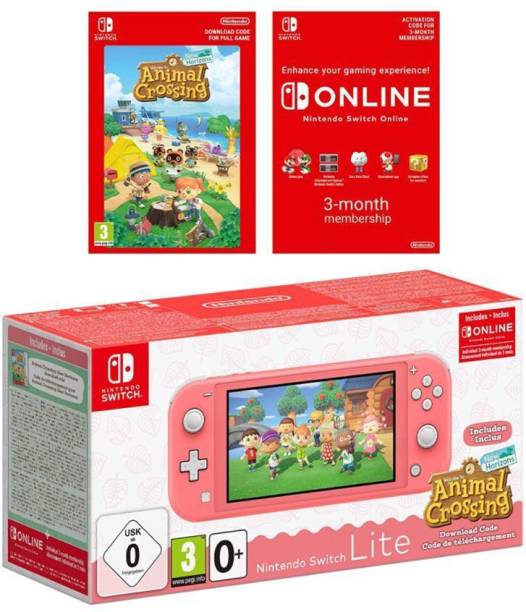 NINTENDO Switch Lite Coral with Animal Crossing: New Ho...