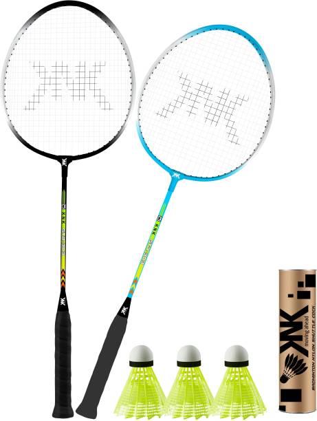 KNK Aluminium Single Shaft Badminton Kit Racquet Set Of 2 With 3 Piece Nylon Shuttle Badminton Kit
