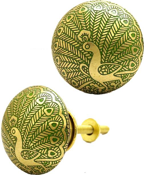 BUCKLER B-16 Peacock Brass Green Gold Antique-Pull Knobs Brass Cabinet/Drawer Handle