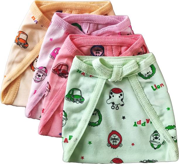 Aldeco Pack of 4 - Baby Hosiery Cotton Langot or Nappy / Reusable &amp; Washable Soft U-Shaped Printed Cloth Langot or Diaper for kids (0-3years) (Set of 4)