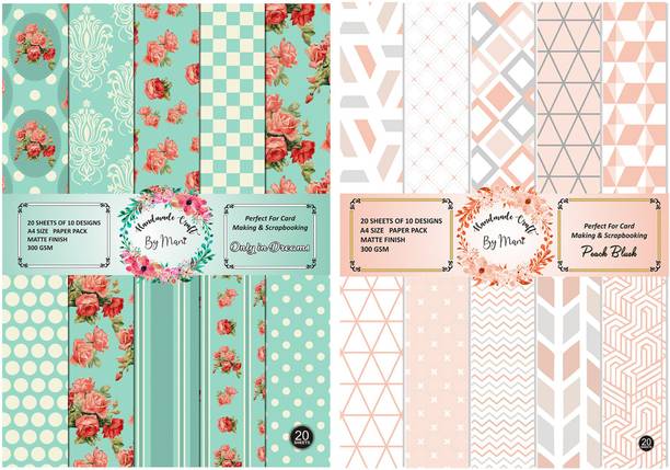 Dheett Only In Dreams and Peach Blush Scrapbook Designer Paperpack Matte Finish Perfect for Making Greeting Cards Envelops Explosion Boxes and Albums A4 300 gsm Craft paper