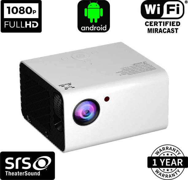 Torexo Sales T10 FullHD 1920*1080P Android Projector, 200" Inch Large Display, WiFi, AV/TV, USB, HDMI, Miracast, Inbuilt YouTube Home Cinema (5000 lm / 1 Speaker / Wireless / Remote Controller) Portable Projector