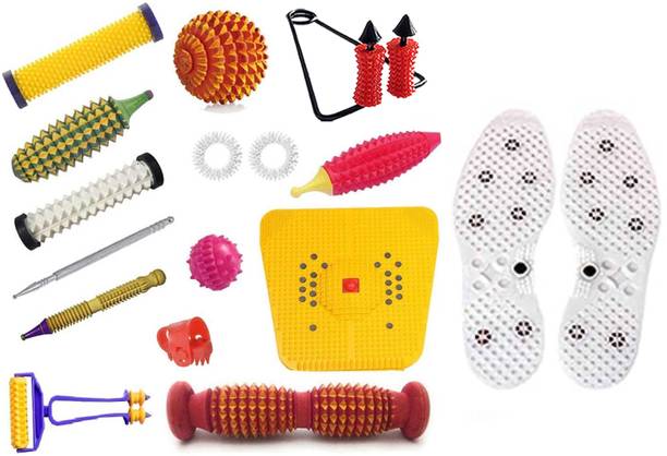 netclub ST-101 216 Acupressure Massager Tools Kit Combo With Finger Massager & Foot Roller Foot Mat Pyramidal Cuts Massager home gym fitness kit Mini roller finger with shoe shole height growth Massager