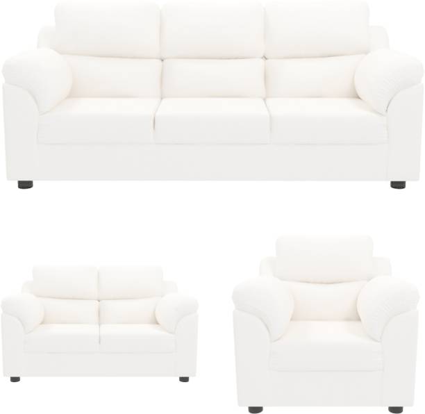 Sekar Lifestyle Comfort Series Leatherette 3 + 2 + 1 White Sofa Set