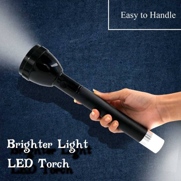 awza 3 Mode Power Full Led Rechargeable big size Long Range Torch Up to 1 Km With BackLight Emergency Light Torch