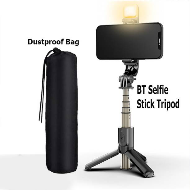 POZUB Top Selling PZBL03 Selfie Stick Tripod With Fill Light +Dustproof Bag Wireless Bluetooth Detachable Remote, 360°Rotation, Selfie Stick And Stand R1S With Flash Light And Remote Control Selfie Stick Extendable Stick Mini Tripod With Detachable Remote For Smart Selfie Phone Holder Camera Flash Brackets Best Use For Make Videos Compatible With Mobiles Video Stand In Gimbal Stabilizer, |In Mobile Holder For Hand| Stand For Online Classes Selfie Sticks & Monopods Tripod, Monopod, Monopod Kit, Tripod Ball Head, Tripod Bracket, Tripod Clamp, Tripod Kit