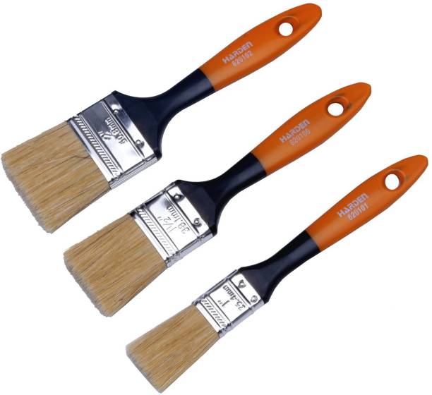 Harden 3 Pieces Wall Paint Brush Set (1", 1.5", 2"), High Quality Soft Bristles, Suspended Handle Design, New Rivet Inlay - 620108 Synthetic Wall Paint Brush