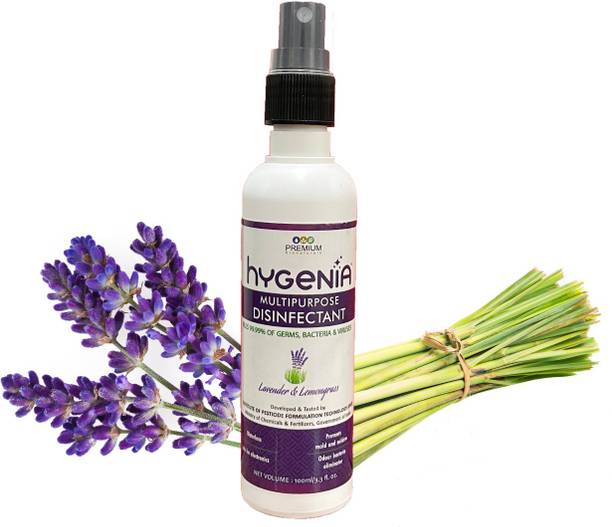 Premium Bionaturals Hygenia Multipurpose Disinfectant with Lavender and Lemongrass Essential Oils – Eco Friendly and Biodegradable – Non Toxic – Government of India Formulation – Safe for Electronics - Travel Pack 100ml