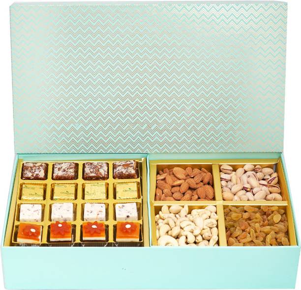 Ghasitaram Gifts Dryfruits-Green Big Box of Bites and Dryfruits Combo