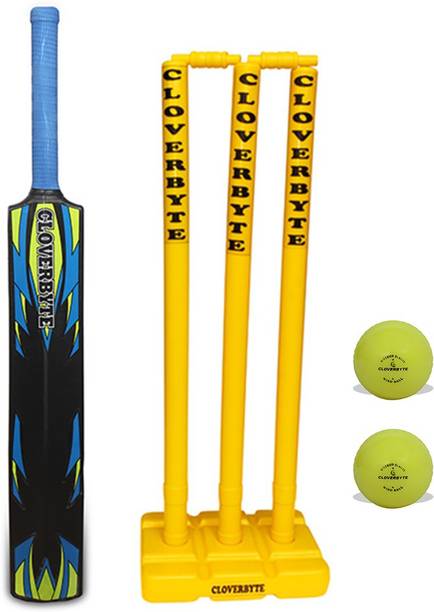 CLOVERBYTE Blast Cricket Set of Hard Plastic Cricket Bat And Cricket Wicket ( Plastic Bat + Wicket) And Wind Ball Cricket Kit