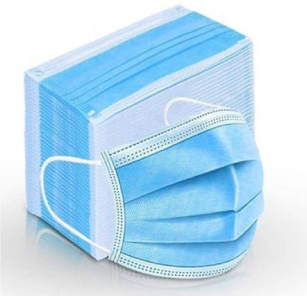MaxxPro 3ply , 3 layered Pharmaceutical Face Mask Anti Pollution , Anti Viral Mask with nosepin Surgical Face Mask (Blue, Free Size, Pack of 100, 3 Ply) Surgical Mask With Melt Blown Fabric Layer