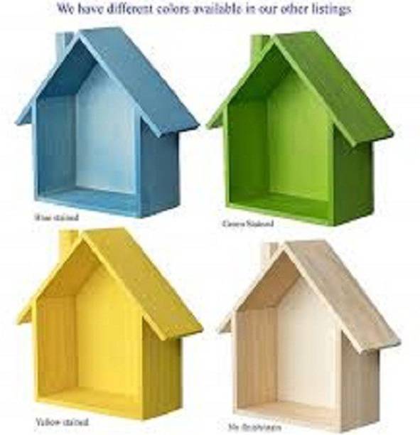 AN Craft Wall shelf Hut Lodge House Shaped Shelf Wall Mounted Wooden Shelves Hut Display / Storage Unit Kids Room Shelf MDF MDF (Medium Density Fiber) Wall Shelf