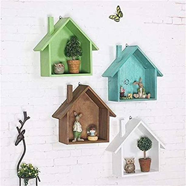 AN Craft Wall shelf Hut Lodge House Shaped Shelf Wall Mounted Wooden Shelves Hut Display / Storage Unit Kids Room Shelf MDF MDF (Medium Density Fiber) Wall Shelf