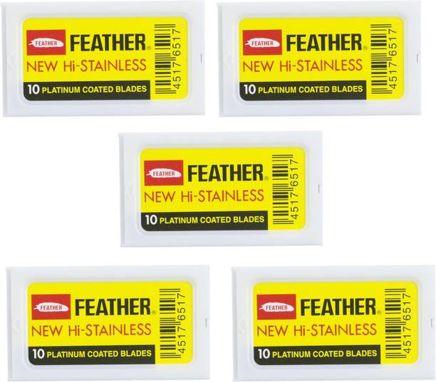 Feather NEW HI-STAINLESS 10 PLATINUM COATED BLADE PACK OF 50