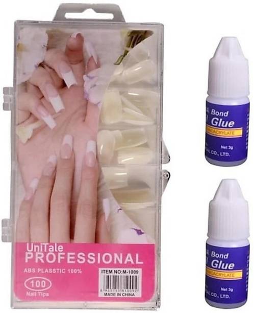 UniTale New Professional Quality 100 Pcs Professional Nail Extension False Reusable French Nail Tips With 2x Super Strong Professional