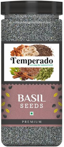 Temperado Premium Raw Basil Seed| Tukmaria Seeds| Bapsi| Sabja Seeds| falooda Seeds| Tulsi Seeds| Super Seeds| Weight Loss | Jar Pack| 100gm Basil Seeds