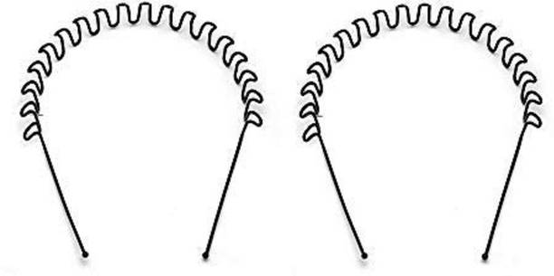 Dazr Simplified Men's and Women's Metal Zig Zag Hair Band Black (Pack of 2) Hair Band
