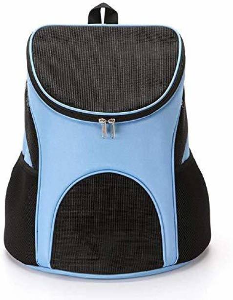 KRAPTICK Pet Carrier Backpack Breathable for Small Pets/Cats/Puppies, Pet Carrier Bag with Mesh Ventilation (for Pets Upto 5Kgs) Blue Backpack Pet Carrier