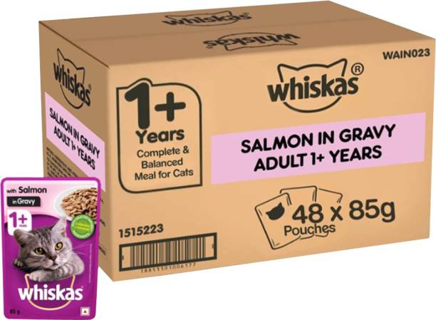 Whiskas (+1 Year) Salmon 4.08 kg (48x0.09 kg) Wet Adult Cat Food