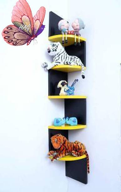 HabibaArtGallery Wall shelf Zigzag Corner Wall Mount Shelf Unit/Racks and Shelves/Wall Shelf/Book Shelf/Wall Decoration/ Corner Zigzag Mounted Floating 5 Rack MDF (Medium Density Fiber) Wall Shelf
