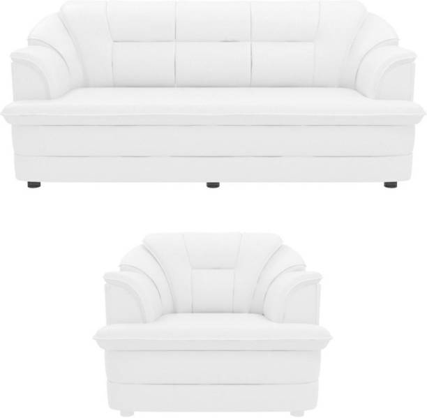 Sekar Lifestyle Leatherette 3 + 1 White Sofa Set